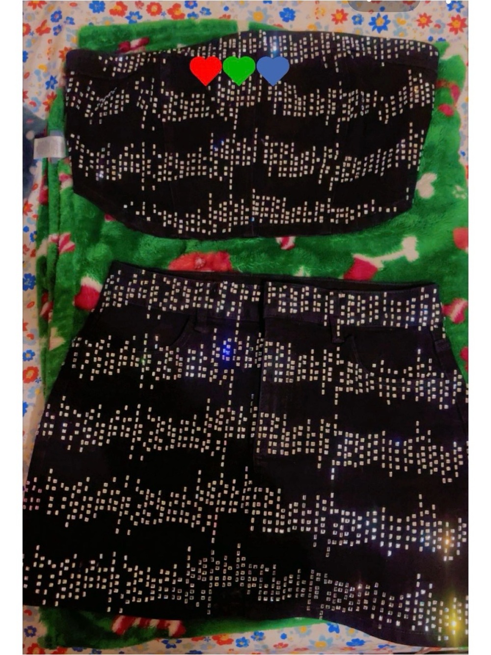 Black Studded Kids Skirt and Tube Top Set